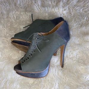 ELLUS Leather & Suede Lace Up Booties